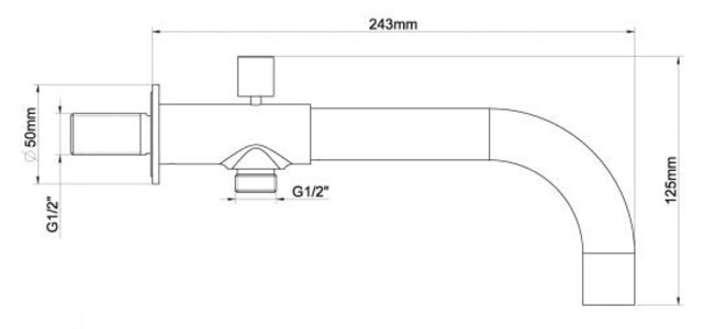 Wiesbaden Caral Inbouw baduitloop met omstel Mat Zwart 23cm - 29.2060 Wiesbaden Caral Inbouw baduitloop met omstel Mat Zwart 23cm - 29.2060