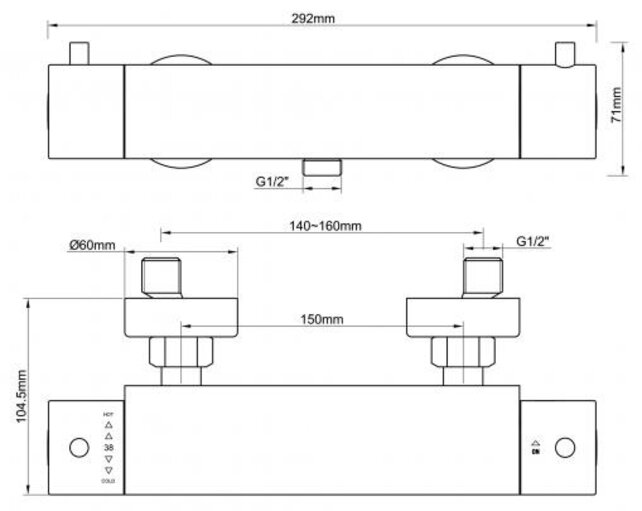 Wiesbaden Douchekraan Caral Geborsteld Staal Cool Touch - 29.4930 - thermostaatkraan douche 15-HoH Wiesbaden Douchekraan Caral Geborsteld Staal Cool Touch - 29.4930 - thermostaatkraan douche 15-HoH