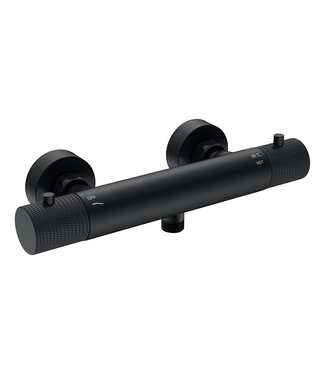 Wiesbaden Wiesbaden Douchekraan Ribbd Mat Zwart - 29.5352 - Thermostaatkraan douche 15-HoH