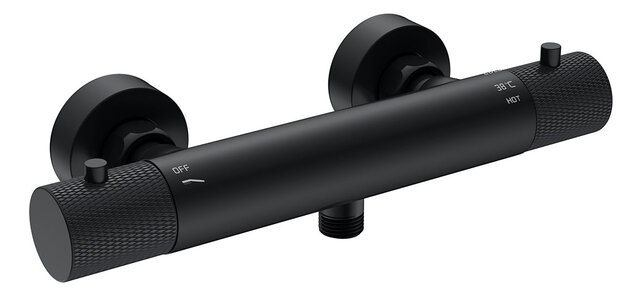 Wiesbaden Douchekraan Ribbd Mat Zwart - 29.5352 - Thermostaatkraan douche 15-HoH