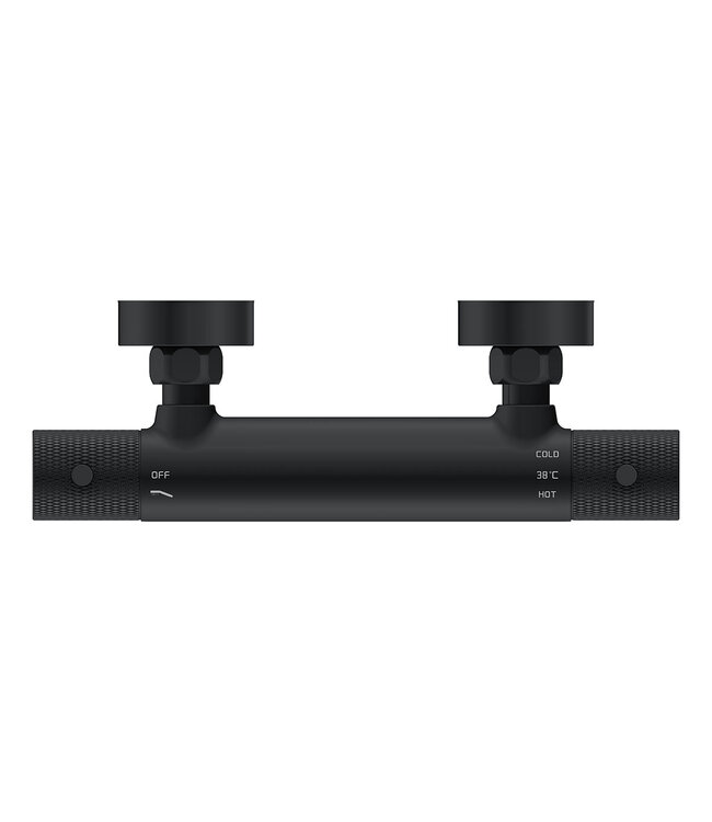 Wiesbaden Wiesbaden Douchekraan Ribbd Mat Zwart - 29.5352 - Thermostaatkraan douche 15-HoH