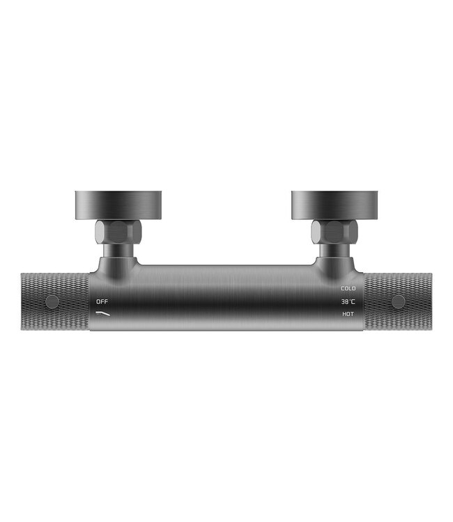 Wiesbaden Douchekraan Ribbd Gunmetal - 29.5353 - Thermostaatkraan douche 15-HoH