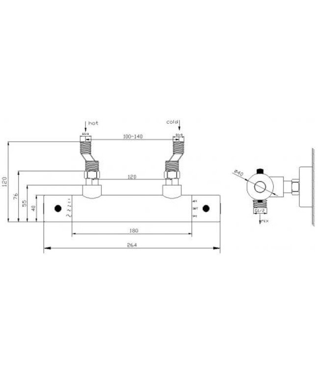 Xellanz Thermostatische Douchekraan Rio Chroom 12-HoH - 29.3920