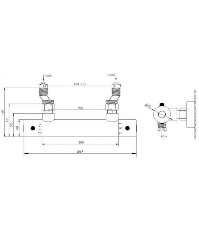 Xellanz Thermostatische Douchekraan Rio Mat Zwart 15-HoH - 29.6128