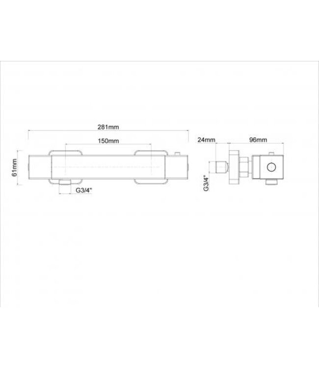 Wiesbaden Douchekraan Rombo Eco Mat Zwart thermostatische douchemengkraan 15-HoH - 29.2235