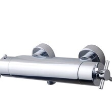 Wiesbaden Douchekraan Cross Cool touch Chroom - 29.3937- thermostatische douchemengkraan met kruisgrepen 15-HoH