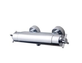 Wiesbaden Douchekraan Cross Cool touch Chroom - 29.3937- thermostatische douchemengkraan met kruisgrepen 15-HoH