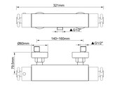 Wiesbaden Douchekraan Cross Cool touch Chroom - 29.3937- thermostatische douchemengkraan met kruisgrepen 15-HoH