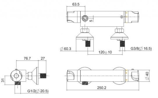 Xellanz Universele Thermostatische Douchekraan Chroom 12-HoH - 23.3604 Xellanz Universele Thermostatische Douchekraan Chroom 12-HoH - 23.3604