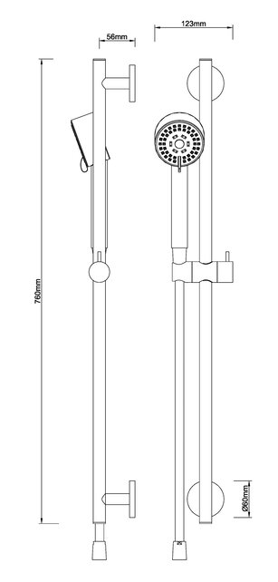 Douchestang Set Cadans Geborsteld Messing glijstang 72cm met handdouche en Doucheslang - 29.5914 Douchestang Set Cadans Geborsteld Messing glijstang 72cm met handdouche en Doucheslang - 29.5914