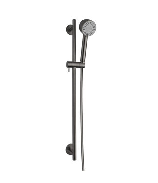 Wiesbaden Douchestang Set Cadans Gunmetal glijstang 72cm met handdouche en Doucheslang - 29.7914