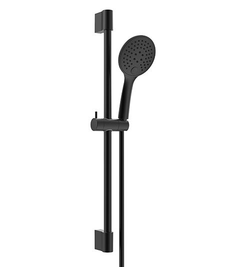 Douchestang Set Rain Mat Zwart glijstang 65cm met handdouche en Douche - - Online Sanitairwinkel