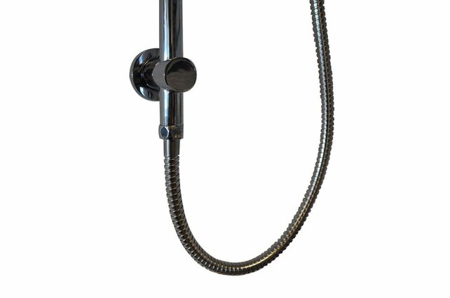 Douchestang Caral  Chroom glijstang met wateraansluiting en handdouchehouder - 29.3843