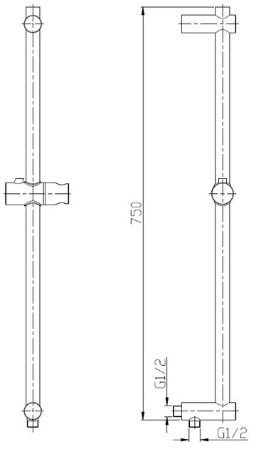Douchestang Caral RVS glijstang met handdouchehouder - 24.3805