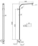 Douchestang Rombo Chroom voor hoofddouche met omstelknop - 29.3845