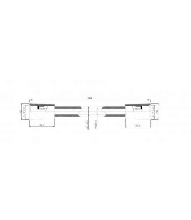 Doucheslang kunststof 150 cm mat zwart / geborsteld Messing - 30.3516