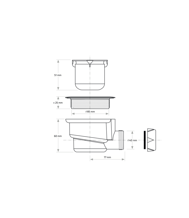 Sifon Douchebak t.b.v. Douchevloer Madison DS90