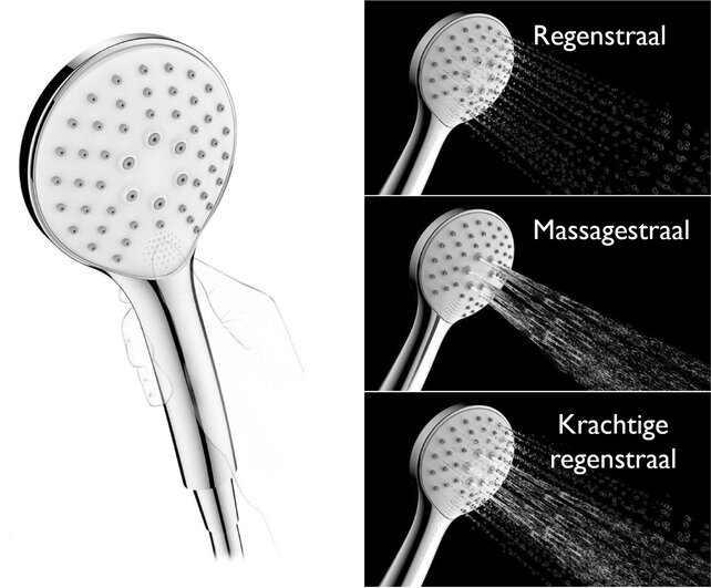 Douchekop Smart Chroom verstelbare handdouche 3-straalsoorten - 29.2880