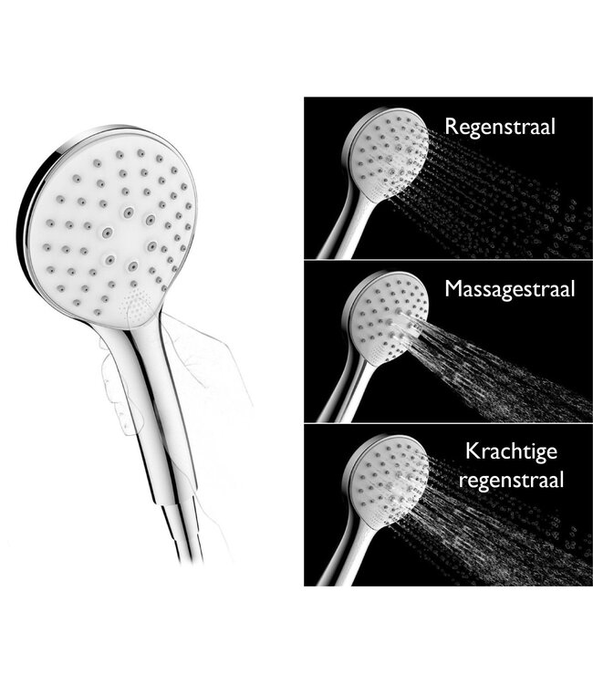 Douchekop Smart Mat Zwart verstelbare handdouche 3-straalsoorten - 29.2881