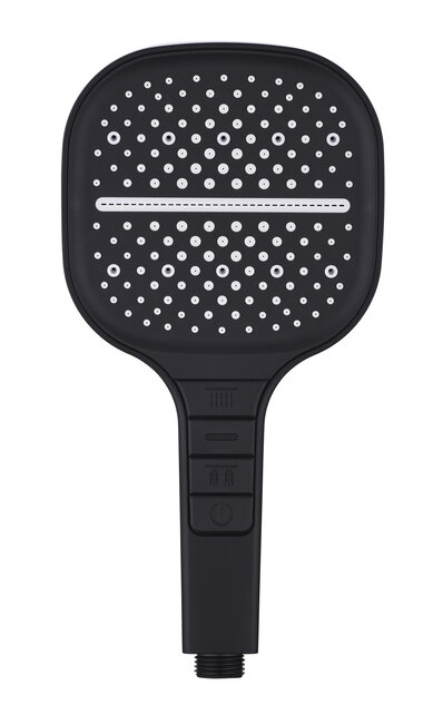 Douchekop Rain Mat Zwart Luxe handdouche met 3-straalsoorten Douchekop Rain Mat Zwart Luxe handdouche met 3-straalsoorten