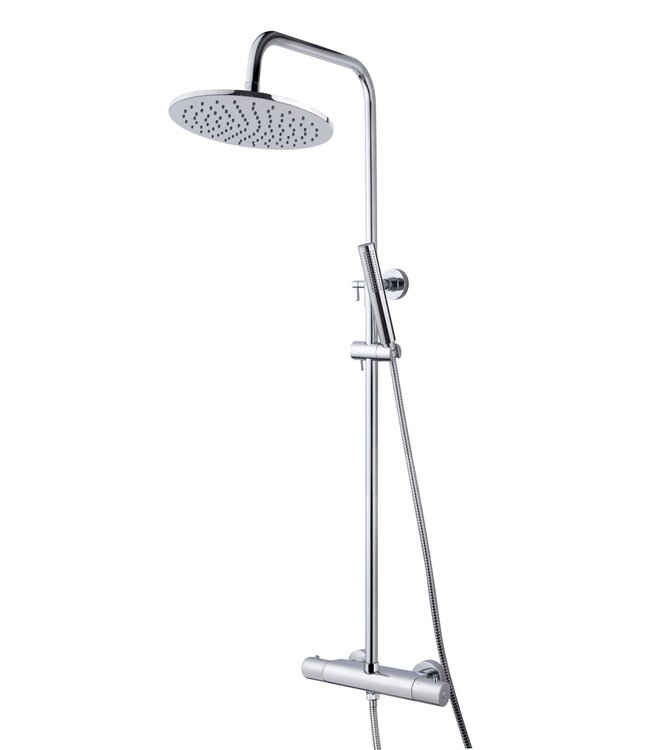 Wiesbaden Caral Opbouw Doucheset met thermostaatkraan Chroom regendouche 25cm - 29.3956