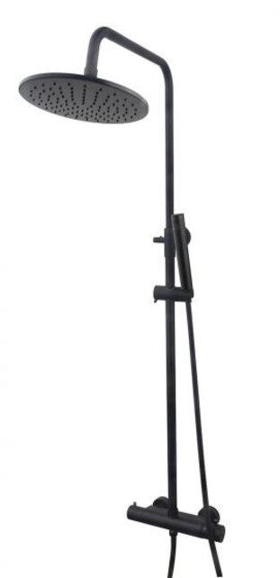 Caral Opbouw Doucheset met thermostaatkraan Mat Zwart regendouche 25cm - 29.2956