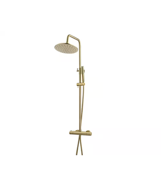 Wiesbaden Caral Opbouw Doucheset met thermostaatkraan Geborsteld Messing regendouche 25cm - 29.5956