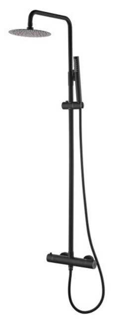 Wiesbaden 304 Opbouw Doucheset Mat Zwart met thermostaatkraan regendouche 25cm - 24.3725