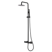 Wiesbaden 304 Opbouw Doucheset Mat Zwart met thermostaatkraan regendouche 25cm - 24.3725