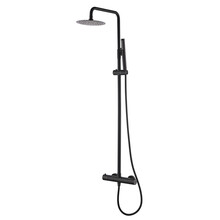 Wiesbaden 304 Opbouw Doucheset Mat Zwart met thermostaatkraan regendouche 25cm - 24.3725