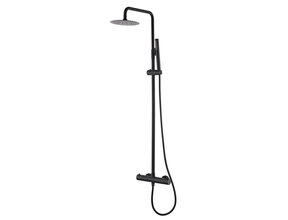 Wiesbaden 304 Opbouw Doucheset Mat Zwart met thermostaatkraan regendouche 25cm - 24.3725