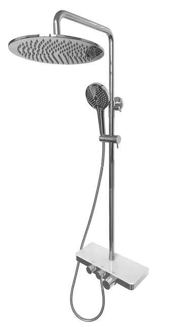 Wiesbaden Nuovo Chroom Opbouw doucheset met thermostaatkraan met Wit planchet- 29.8000