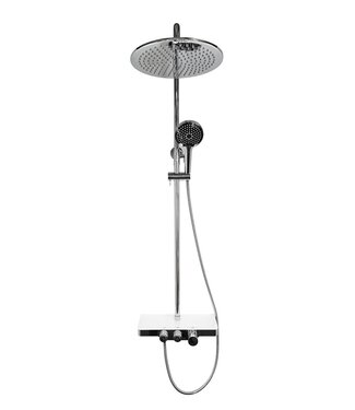 Wiesbaden Wiesbaden Nuovo Chroom Opbouw doucheset met thermostaatkraan met Wit planchet- 29.8000