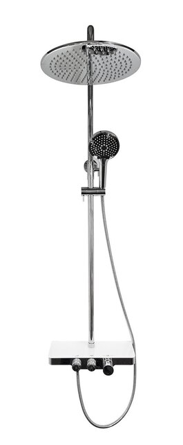 Wiesbaden Nuovo Chroom Opbouw doucheset met thermostaatkraan met Wit planchet- 29.8000