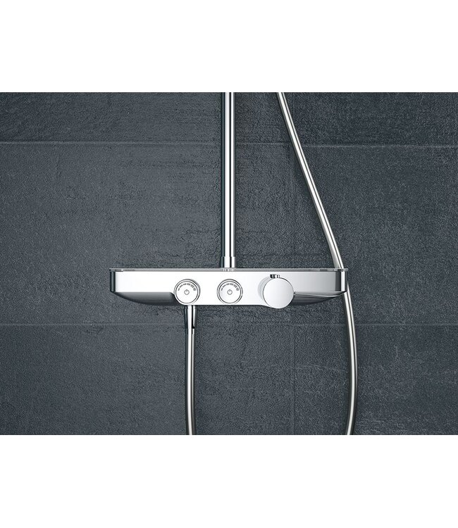 Wiesbaden Nuovo Chroom Opbouw doucheset met thermostaatkraan met Wit planchet- 29.8000