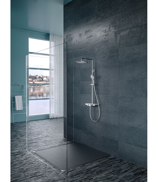 Wiesbaden Wiesbaden Nuovo Chroom Opbouw doucheset met thermostaatkraan met Wit planchet- 29.8000