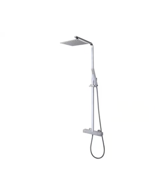 Wiesbaden Rombo Opbouw Doucheset met thermostaatkraan Chroom vierkante regendouche 25cm - 29.3969