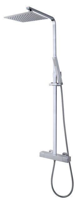 Rombo Opbouw Doucheset met thermostaatkraan Chroom vierkante regendouche 25cm - 29.3969