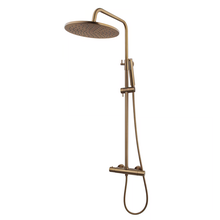 Caral Opbouw Doucheset met thermostaatkraan Geborsteld Koper Brons regendouche 25cm - 29.2959
