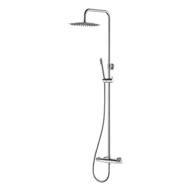 Wiesbaden Opbouw Doucheset Ribbd Chroom met thermostaatkraan regendouche 25cm - 29.2966 Wiesbaden Opbouw Doucheset Ribbd Chroom met thermostaatkraan regendouche 25cm - 29.2966
