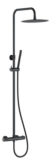 Wiesbaden Opbouw Doucheset Ribbd Mat Zwart met thermostaatkraan regendouche 25cm - 29.2968 Wiesbaden Opbouw Doucheset Ribbd Mat Zwart met thermostaatkraan regendouche 25cm - 29.2968