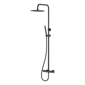 Wiesbaden Opbouw Doucheset Ribbd Mat Zwart met thermostaatkraan regendouche 25cm - 29.2968 Wiesbaden Opbouw Doucheset Ribbd Mat Zwart met thermostaatkraan regendouche 25cm - 29.2968