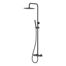 Wiesbaden Opbouw Doucheset Ribbd Mat Zwart met thermostaatkraan regendouche 25cm - 29.2968