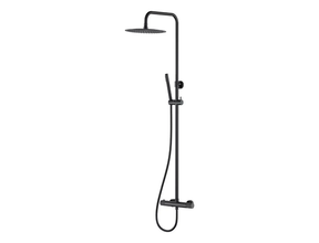 Wiesbaden Opbouw Doucheset Ribbd Mat Zwart met thermostaatkraan regendouche 25cm - 29.2968