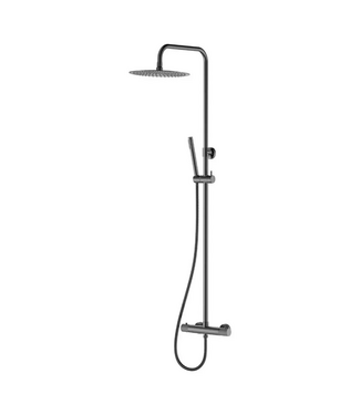 Wiesbaden Wiesbaden Opbouw Doucheset Ribbd Gunmetal met thermostaatkraan regendouche 25cm - 29.2969