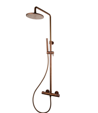 SANI-SUPPLY Opbouw Doucheset met thermostaatkraan Ribbed Geborsteld Brons regendouche 30cm