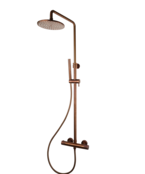 Opbouw Doucheset met thermostaatkraan Ribbed Geborsteld Brons regendouche 25cm