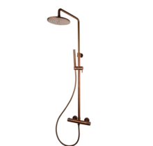 Opbouw Doucheset met thermostaatkraan Ribbed Geborsteld Brons regendouche 25cm
