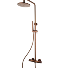 Opbouw Doucheset met thermostaatkraan Ribbed Geborsteld Brons regendouche 25cm