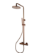 Opbouw Doucheset met thermostaatkraan Ribbed Geborsteld Brons regendouche 25cm